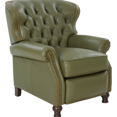 Presidential Manual Recliner in Tufted Giorgio Chive Top Grain Leather